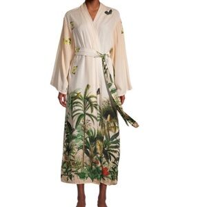 World Market Pajama Blush Pink and Peach Tropical Ombre Robe